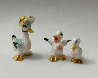 htf Shiken vintage bone china duck family - Japan - bone china ducks - 3 pieces