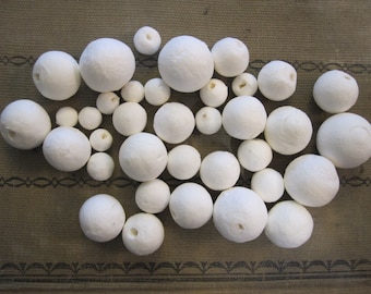 35 spun cotton balls - spun cotton ball assortment - spun cotton assortment - 5 each in 10mm to 25mm sizes - spun cotton blanks