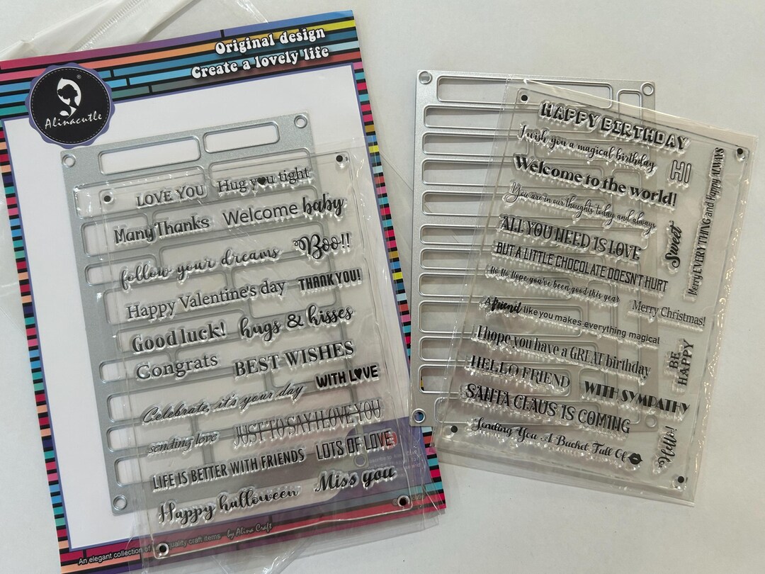 Sentiment Stamps With Strip Cutting Dies Set - Alinacutle Alina Craft ...