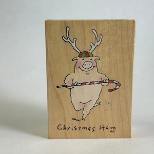 htf rubber stamp - Christmas Ham - All Night Media 367H - used rubber stamp - D01