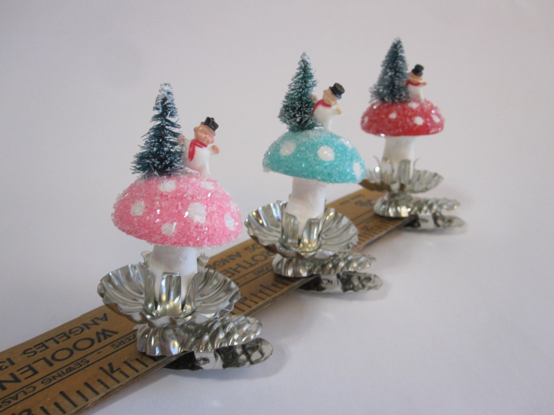 Handmade Clipon Mushroom Ornament YOUR CHOICE Vintage Inspired Spun