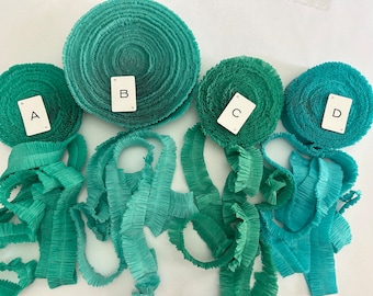 ruffled crepe paper - your choice color and length - robin's egg blue or turquoise - festooning for rosettes and more, ruffled crepe