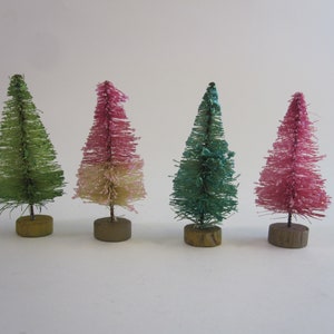 9 Bottle Brush Tree Mini Multi Color Sage Green Pink Red Aqua Blue Natural  Creamchristmas Minature Little Small Pine Sisal Tree 