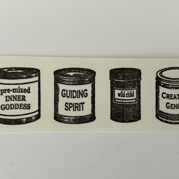 rubber stamp - creative containers 2 - pre-mixed inner goddess, wild child, guiding spirit, creative genius - unmounted 7101