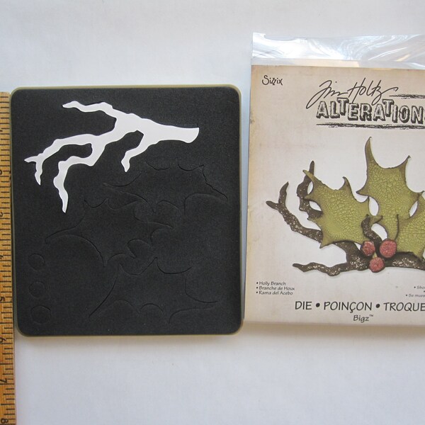 cutting die - Tim Holtz Alterations Sizzix holly branch 657468 - gently used