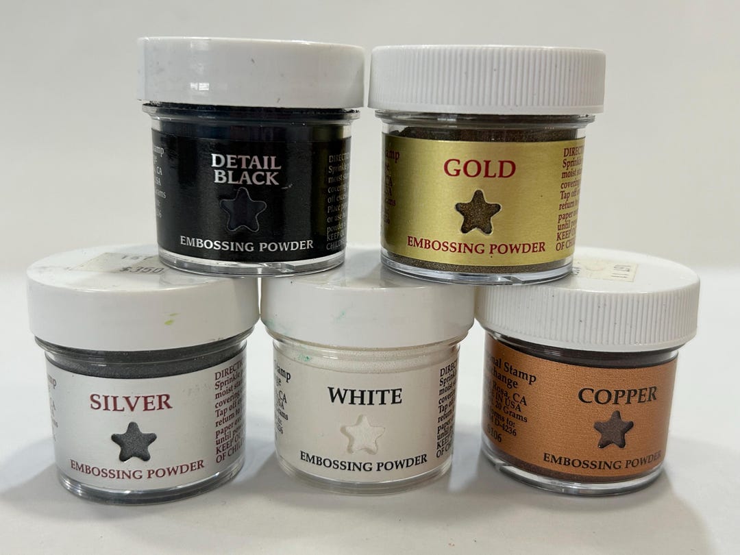 5 Jars Embossing Powder - Personal Stamp Exchange PSX Black, White ...