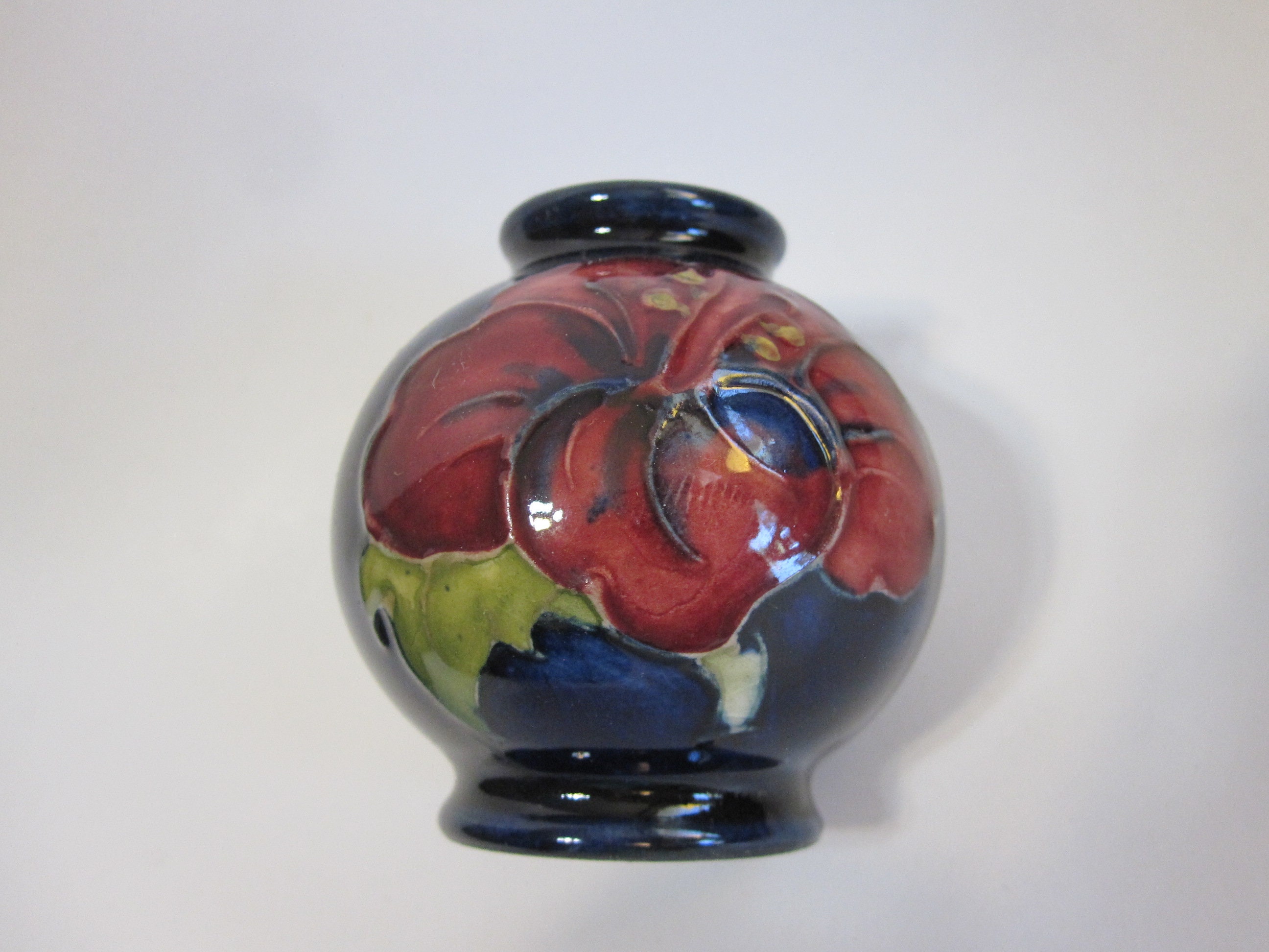 Vintage Moorcroft Hibiscus Miniature Globe Vase 1 75 Inches Etsy