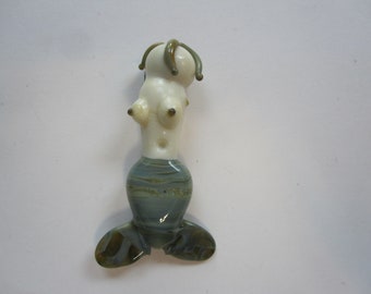 lampwork glass mermaid - 1.625 inches