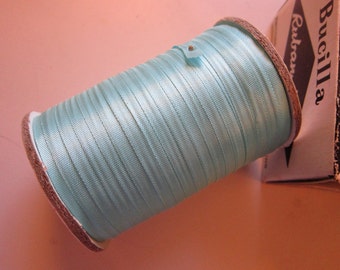 vintage AQUA ribbon - 100 yards x 3/16 inch - acetate taffeta fusedge acetate - Bucilla Ruban d'Art