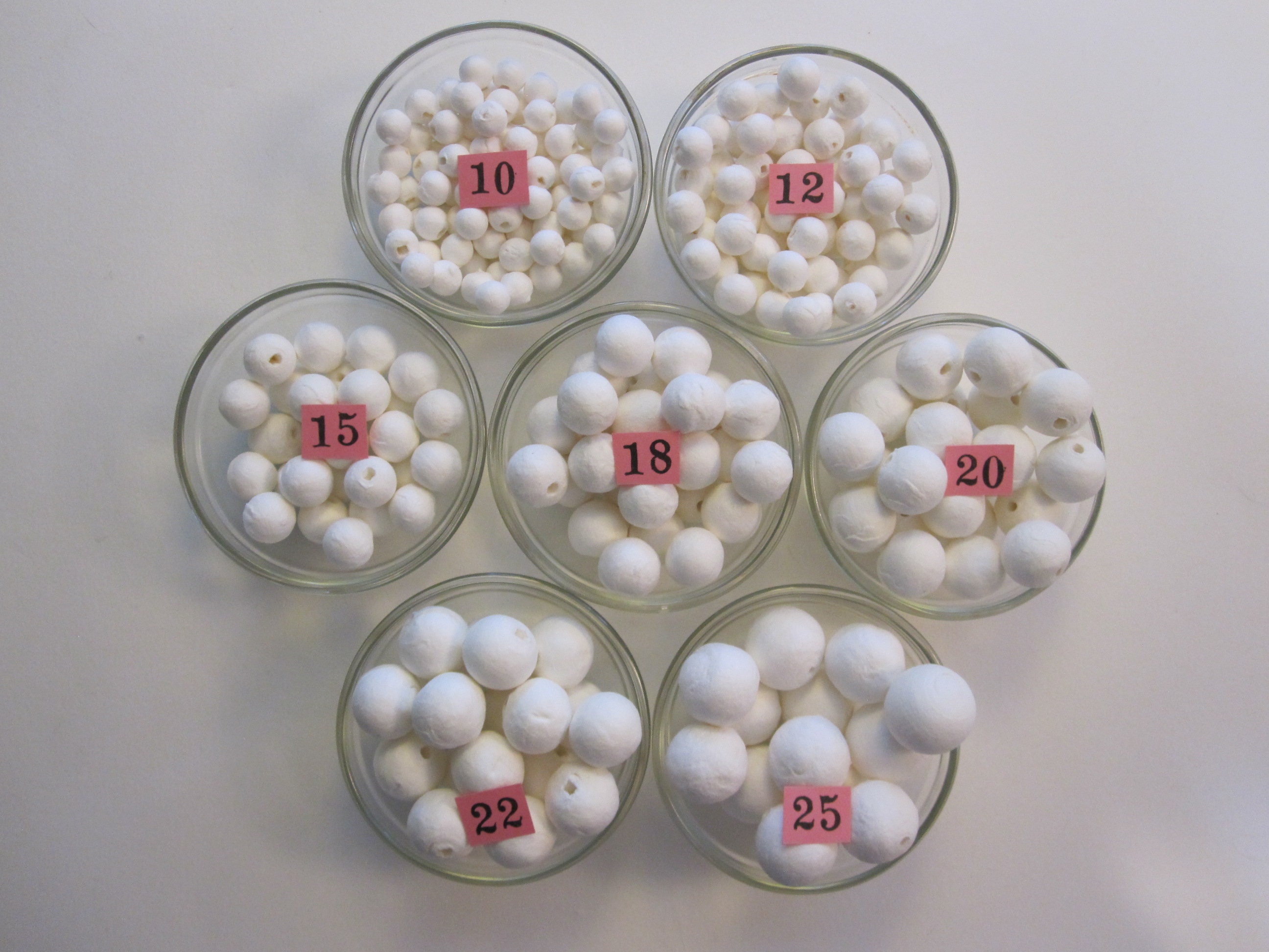12 Small Round Spun Cotton Balls ~ 7/16 ~ 11 mm