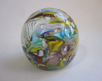 vintage Murano glass paperweight - Tutti Frutti scramble with original foil label