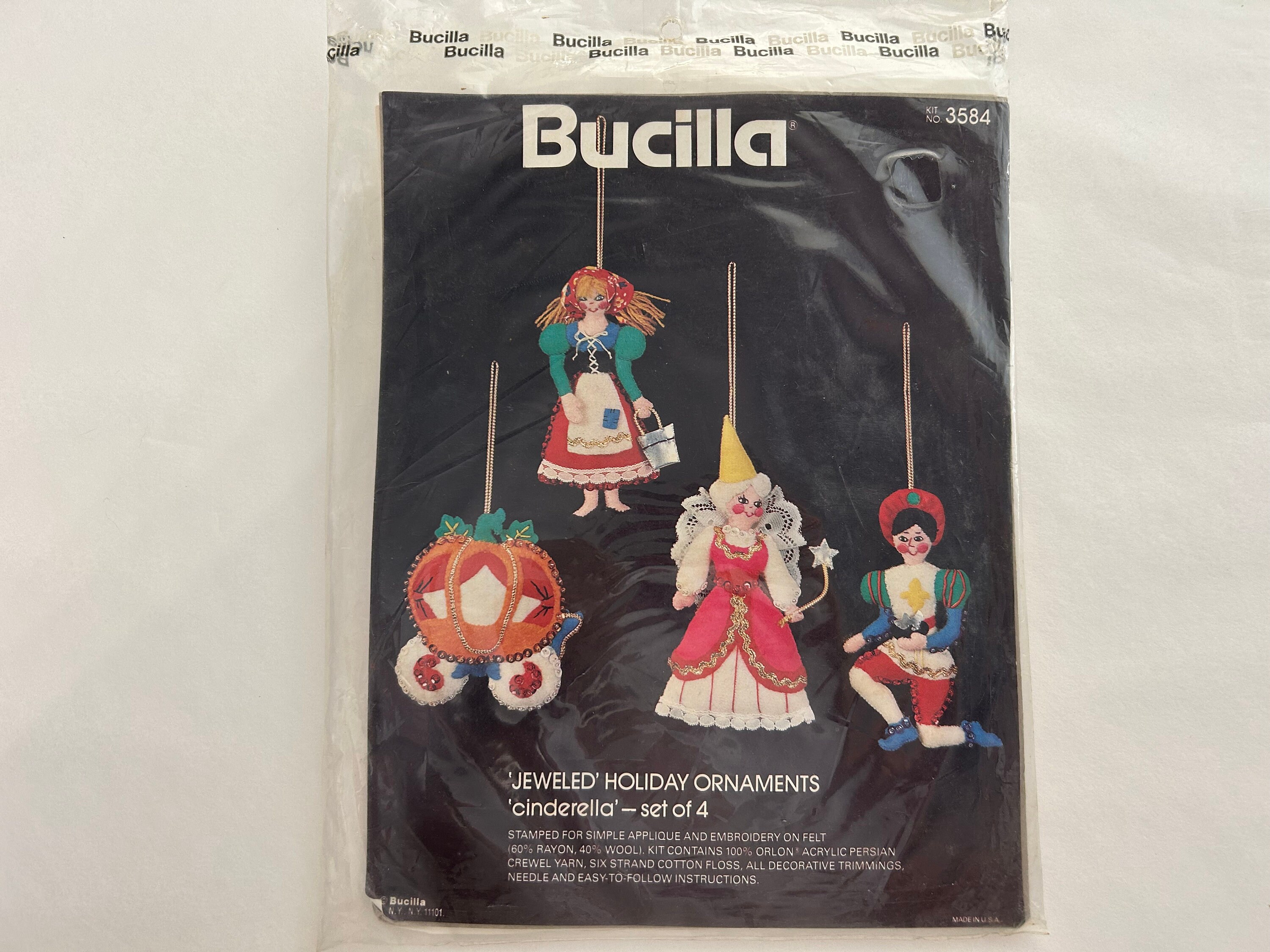 Vintage Bucilla Wind Up Toys Felt Christmas Jeweled Ornament Kit NIP