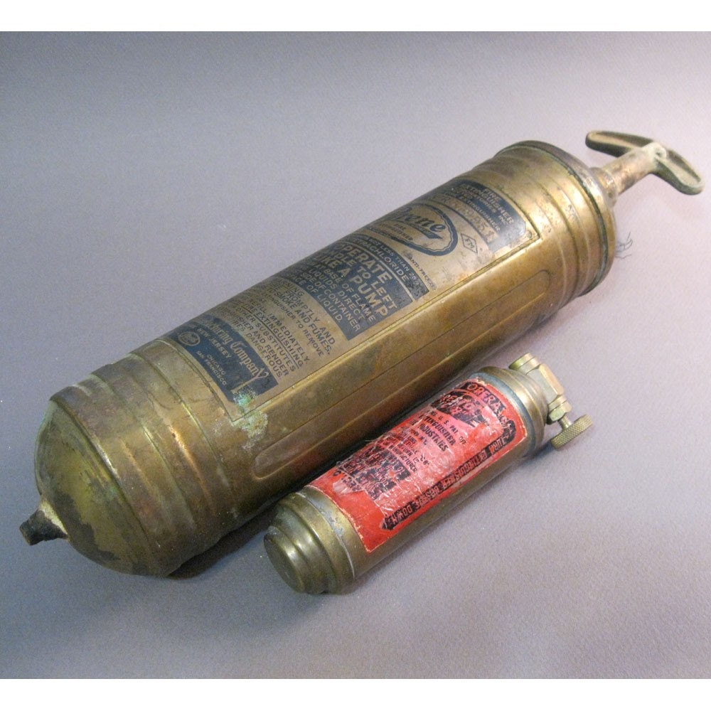 SALE antique brass fire extinguisher very old primitive Etsy