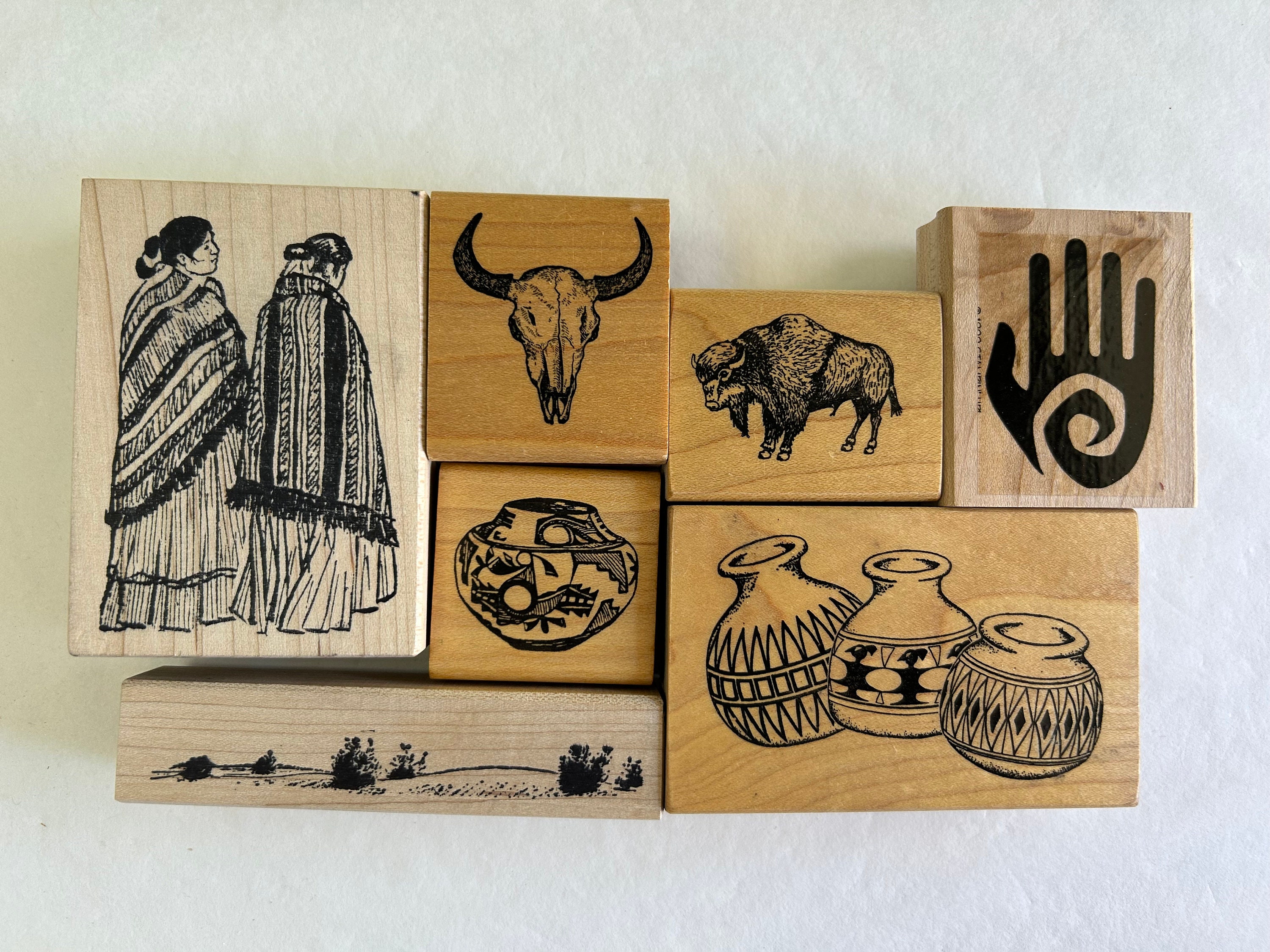 Mexican Flower Rubber Stamp, Flower Stamp, Mexican Stamp, Wooden