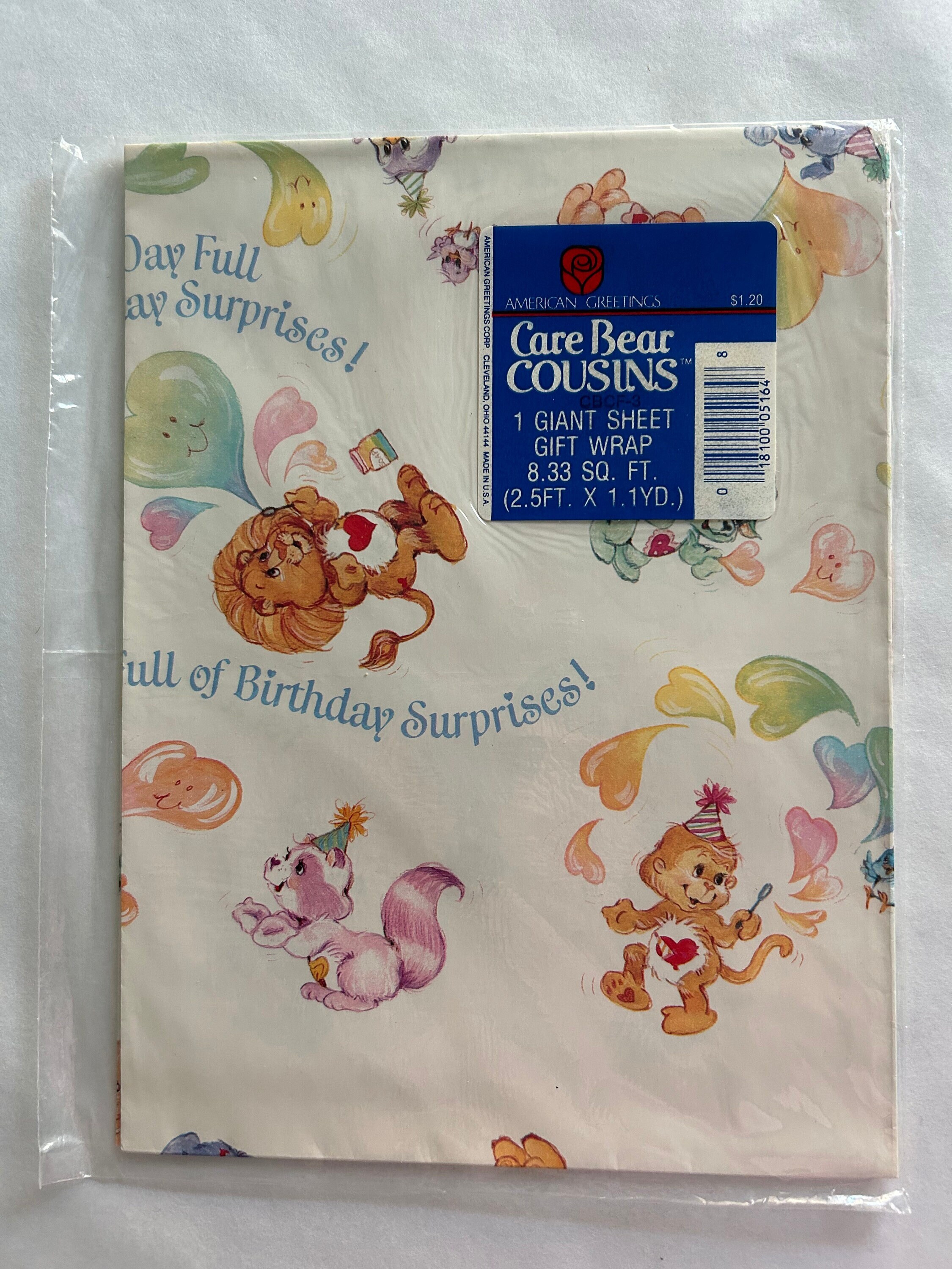 Vintage CARE BEAR COUSINS Gift Wrap American Greetings Wrapping