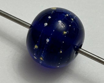 handmade artisan lampwork bead - round CONSTELLATION bead, focal bead, art glass bead - 14mm x 17mm - 19289 - SC07