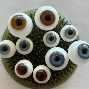 5 pairs AS IS vintage glass doll eyes - assorted colors - hollow round blown glass doll eyes - C2