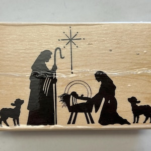 rubber stamp - Manger Scene nativity stamp, creche - Stampendous P137 2011 - used stamp - D18