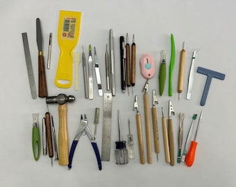 crafting tools for paper arts and more - styluses, tweezers, mini hammer, needle tool and more -  used tools - PH10