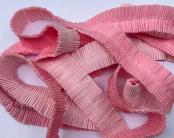 ruffled crepe festooning - pink and white double layer crepe ruffle - YOUR CHOICE length for rosettes, decorations and more