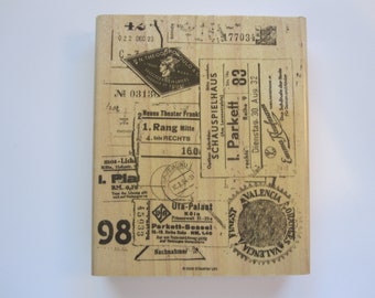 XL rubber stamp - EPHEMERA - large collage stamp - Stampin' Up 2005 - 4.5 x 5.375 inches D10