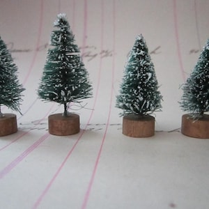 12 miniature bottle brush trees - approx 1.5 inches - green, flocked, sisal