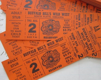 20 billets vintage - Buffalo Bill's Wild West Show - années 1970 - billets orange