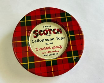 vintage tape tin - Scotch cellophane No. 600 tape tin - 5 inches wide