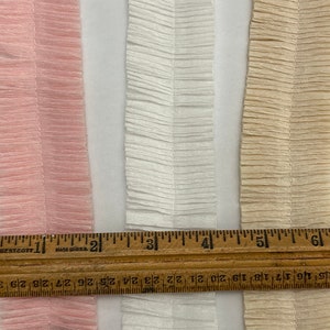 ruffled crepe paper your choice color and length white, pink, or cream festooning for rosettes and more, ruffled crepe image 5