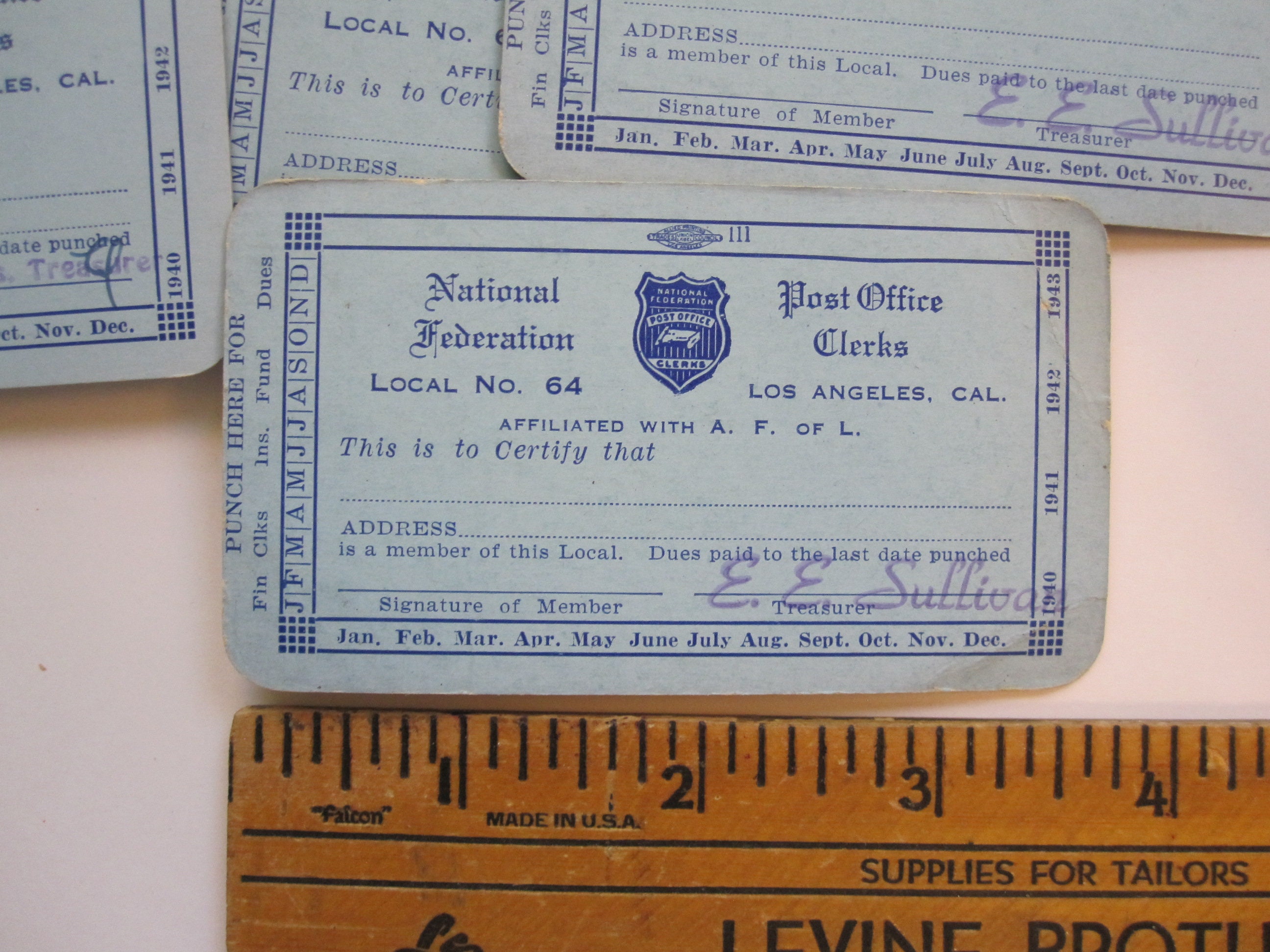 5-vintage-1940s-los-angeles-post-office-clerks-dues-cards-etsy-uk