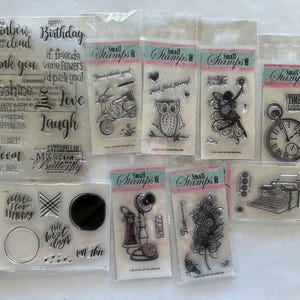 9 sets clear stamps - collage stamps, pattern stamps, sentiment stamps, and more - clear cling mount stamps - GR01 R2
