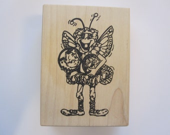 rare vintage rubber stamp - TOOTH FAIRY with coins - VIP Visual Image Printery 1993 - SC03 D23