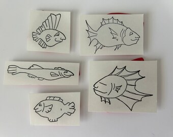 rubber stamp - YOUR CHOICE fish stamp - rubber only or cling mount - unmounted rubber stamp