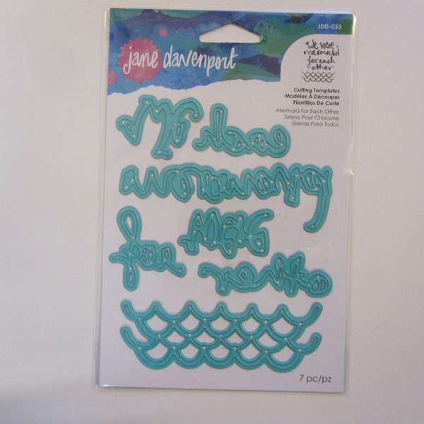 Jane Davenport cutting die set - MERMAID for Each Other - 7 pc set cutting templates - metal cutting dies - JDD-033