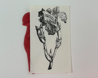 rubber stamp - IRIS flower stamp - unmounted stamp, gently used rubber stamp - UML298A