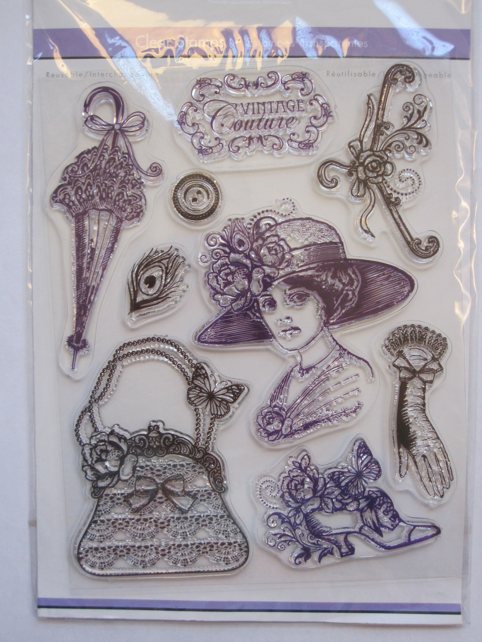 Clear cling stamp set Vintage Couture fashion Victorian Etsy