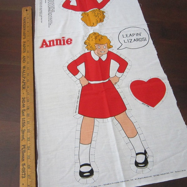 vintage ANNIE fabric doll panel - Leapin' Lizards Annie Fabric panel - 20 inch doll - circa 1982