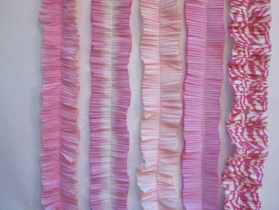 Ruffled Crepe Paper YOUR Choice Pink Shades Ruffled Crepe Streamer  Festooning for Rosettes, Decoration, and More 