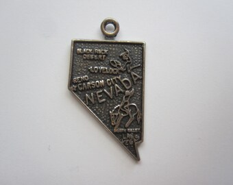 vintage sterling STATE MAP charm - NEVADA State charm - sterling silver charm, Forstner