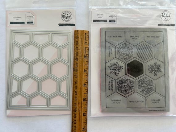stamps and die combo - PinkFresh Studio Pop-out Hexagons stamp with coordinating Simply Hexagons die - GR01 D107