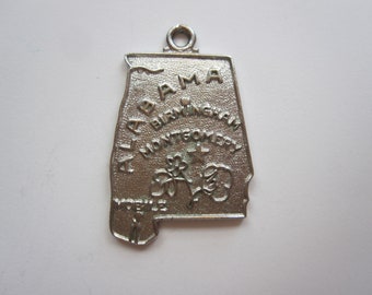 vintage sterling STATE MAP charm - Alabama state charm - Wells sterling - sterling silver charm