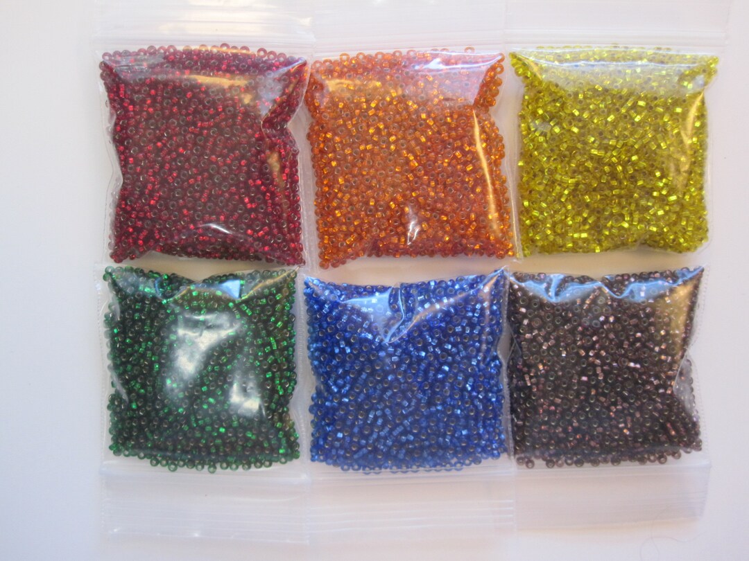 Glass Seed Bead Assortment 6 Baggies a RAINBOW of Colors Etsy