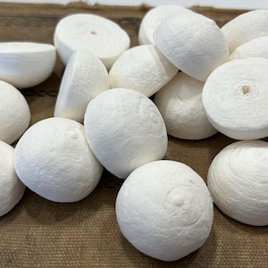 spun cotton half balls 35mm - 10 or 25 pieces - unpainted spun cotton blanks
