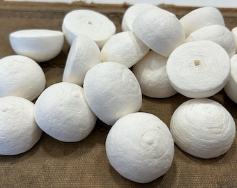 spun cotton half balls 35mm - 10 or 25 pieces - unpainted spun cotton blanks