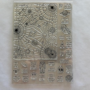 Hero Arts clear stamp set - Galaxy Peekaboo Parts - space alien astronaut planets galaxy themed stamps - UMB57