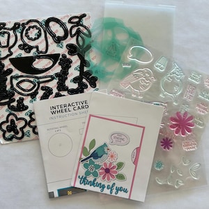 stamp and die set - bird themed Interactive Wheel Card stamp and die set - Diamond Press clear stamps w/dies - GR01 D76