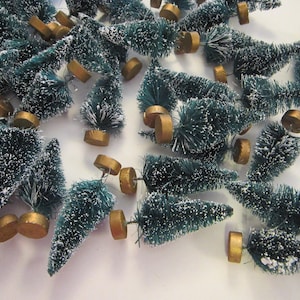 miniature bottle brush trees - 10 or 25 pieces - 2.5 inches - green, flocked, sisal trees