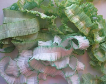 ruffled crepe paper - YOUR CHOiCE - green shades - ruffled crepe streamer festooning - for rosettes, decoration, and more