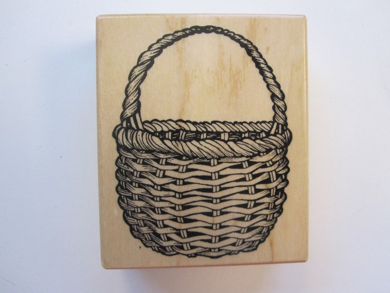 vintage rubber stamp used rubber stamp willow basket stamp PSX G-1373 country basket stamp 1994