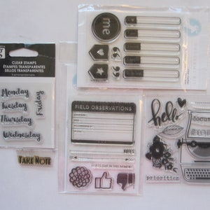 clear cling mount stamps - journaling and planner stamps - typewriter, days of week, SC03 H